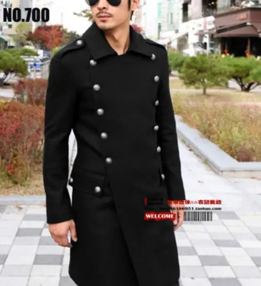 S-6XL! Классический шерстяной Тренч, мужское зимнее пальто, мужское тонкое модное длинное пальто, Восстановленное шерстяное пальто, Мужское пальто - Цвет: Черный