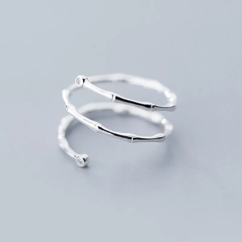 INZATT Настоящее серебро 925 проба минималистичный из бамбукового волокна, с узелками циркониевое кольцо для модных женщин модные ювелирные изделия аксессуары подарок