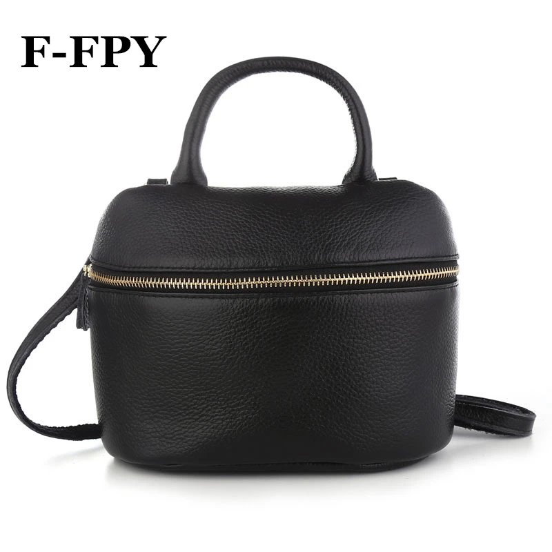 

F-FPY Brand Women Barrel-Shaped Handbags Soft Genuine Cow Leather Female Shoulder Bag Fashion Design Ladies Casual Crossbody Bag