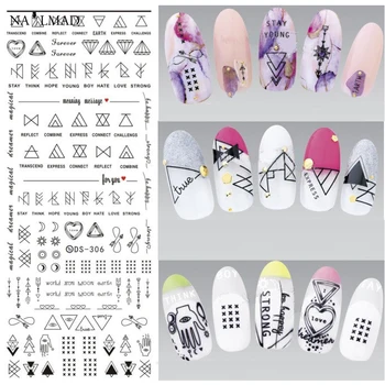 

1 sheet Geometric Water Decals Nail Art Line Transfer Decals Triangle Nail Art Water Seal Water Slides DS306