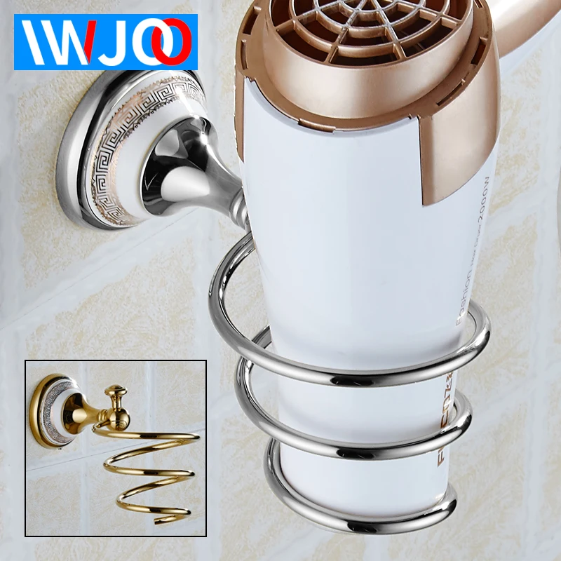 Toilet Hair Dryer Holder Gold with Hook European Style Brass Ceramic Wall Mounted Hair Dryer Rack Bathroom Shelf Save Space Toilet Hair Dryer Holder Gold with Hook European Style Brass Ceramic Wall Mounted Hair Dryer Rack Bathroom Shelf Save Space