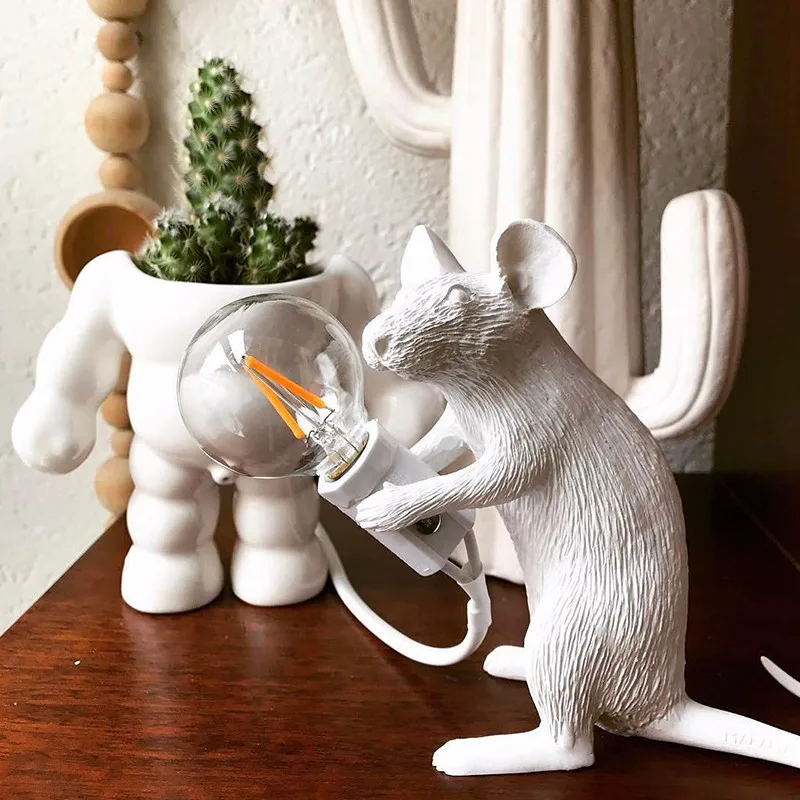 Современный полимерный животный крысиный стол с мышкой лампы маленькая мини мышь милый светодиодный ночной Светильник s домашний декор Настольный светильник прикроватный светильник