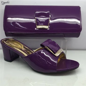 

Wonderful purple slipper shoes and handbag set popular party sandals with bag GY19, 5 color on sale