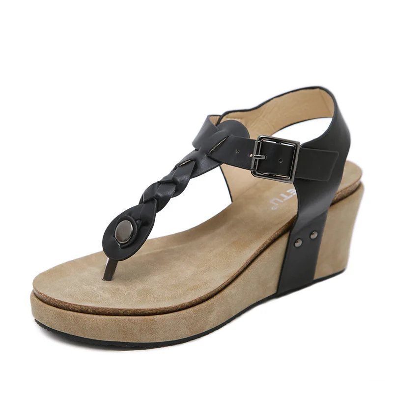 

2019 New European American Women High Heel Sandal Simple 4 Colors Gold Button Decoration Vintage Shoes Female Summer Sandals