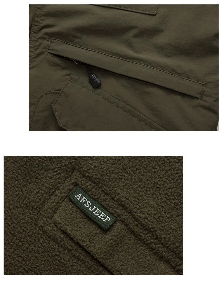 2015 Autumn Spring Casual Men Vest Coat Fleece AFS JEEP Cotton Multi Pocket 4XL Cargo Outdoor Sleeveless Jackets Waistcoat Vests (15)