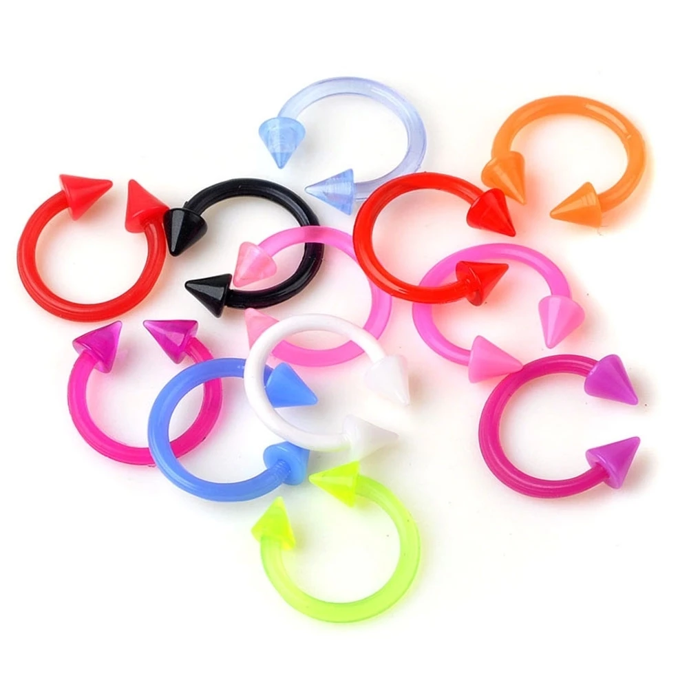 

1pc/5pcs/10pcs Mixed Colors Stud Piercing Tragus Body Lip Ring Nose Ball Bar Ring Silicone Labret Piercing Ear Jewelry