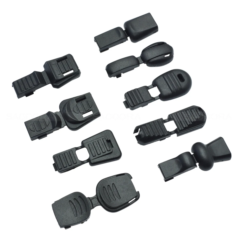 Zipper Pull Cord Ends 10pcs/pack For Paracord Cord Tether Tip Lock Plastic Black Cord End Tip Cord End Lock