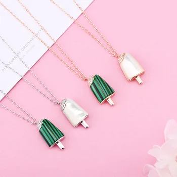 

Genuine sterling silver 925 ice cream necklace in jewelry pendant necklace chain with CZ fashion silver jewelry for women gifts