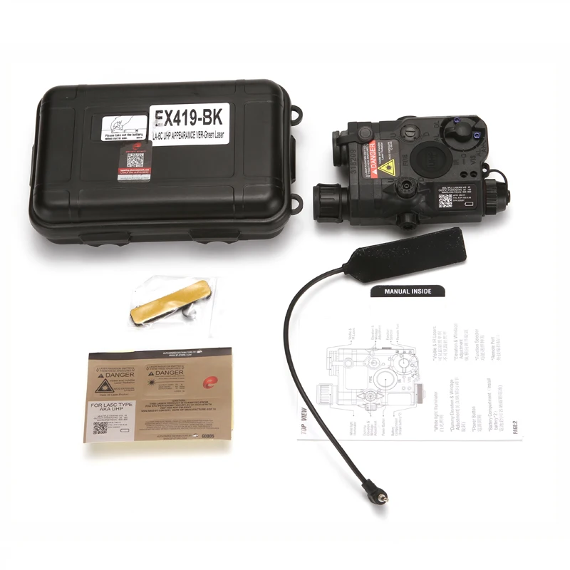 Caixa de Bateria Verde com Branco Lanterna e Lente Askco Airsoft Militar Tático - Peq-15 Laser Ponto Led ir Orangial an 17 led lanterna e lente ir orangial
