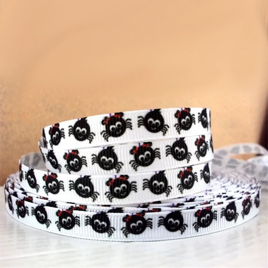 

50yards 3/8" 9mm Halloween printed grosgrain ribbon for party gift decoration DIY hairbow headwear materials
