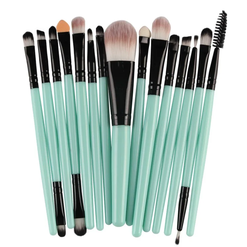 Useful 15 pcs/Sets Lip Eyebrow Brush Kits Tools Eye Shadow Cosmetic Makeup Brushes Sets - Handle Color: GB