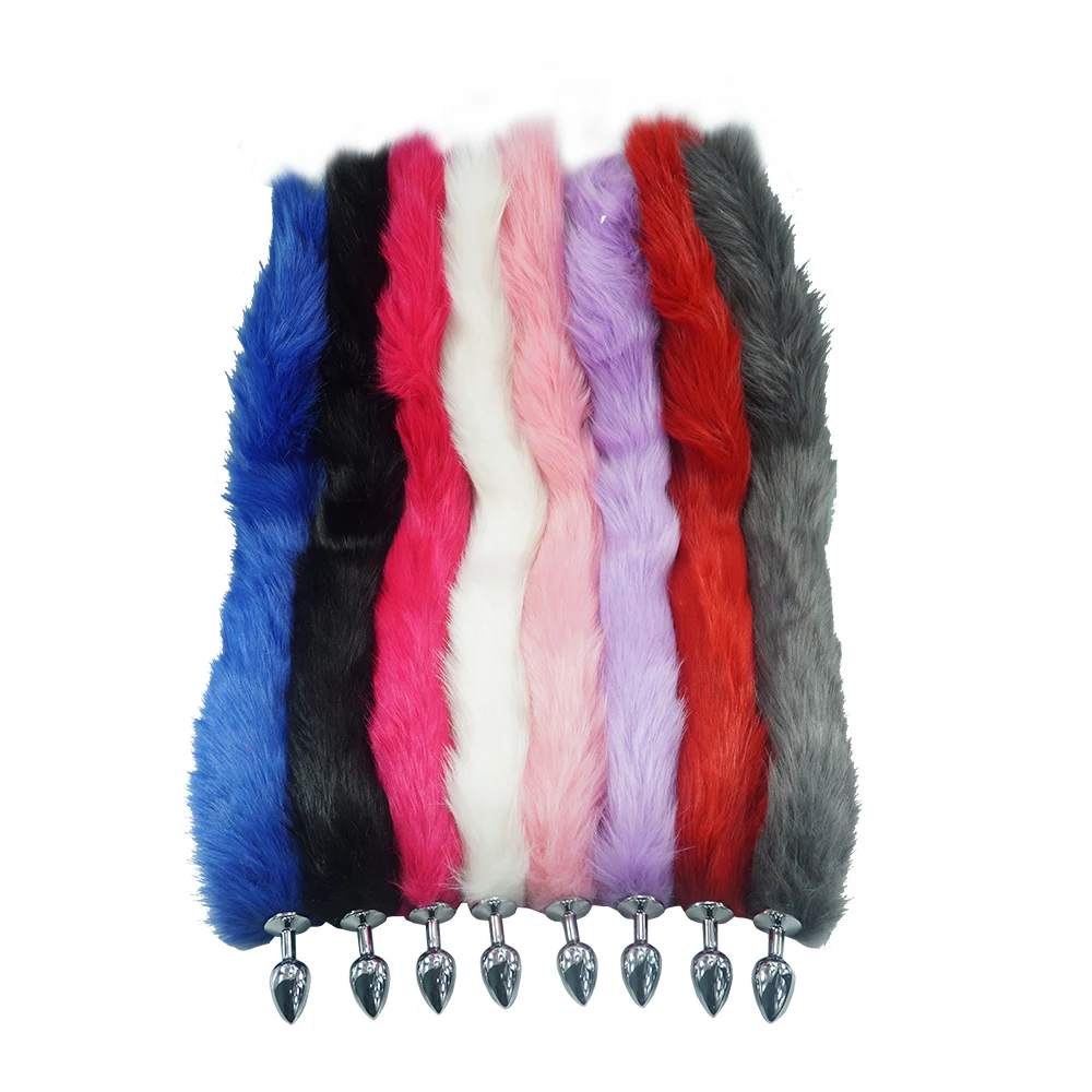 8 color for choose 78cm length long fox Tail Dia 27mm Anal Plug Metal Butt plug