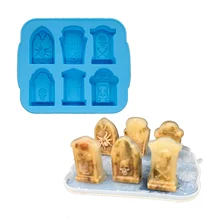 Горячая 3D надгробная форма для изготовления мороженого, Силиконовый Череп, формы для льда, лоток для виски, Хэллоуин, вечерние, пугающий бар, DIY инструмент