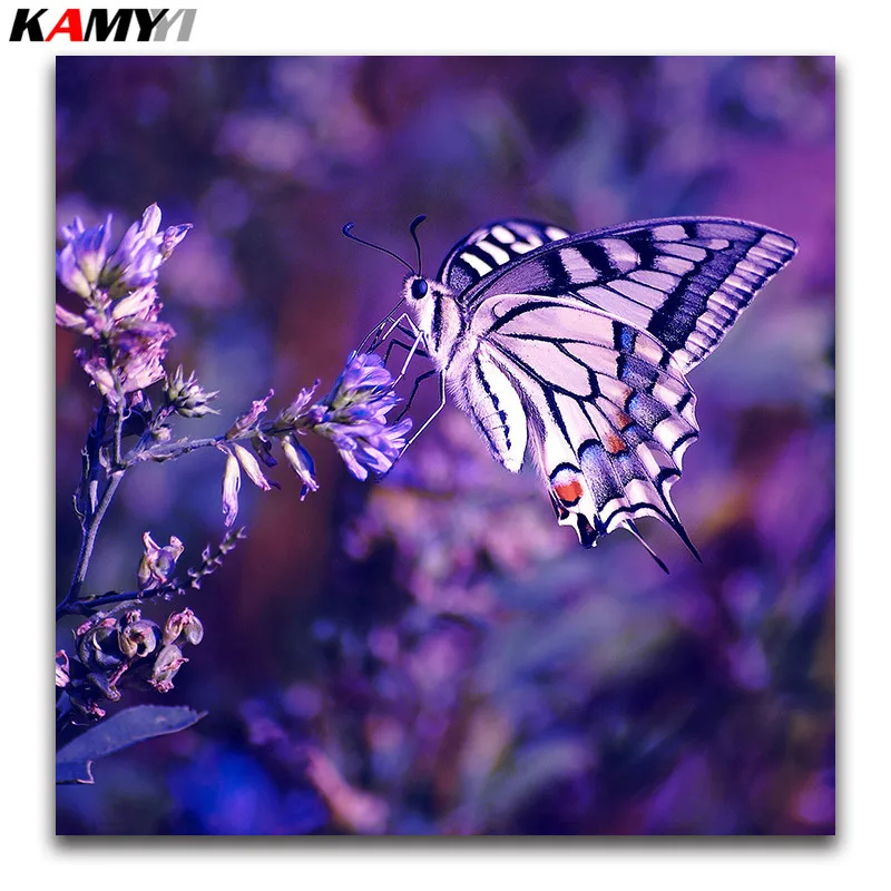 

full square Diamond embroidery butterfly 5D DIY Diamond painting Cross stitch Lavender full Round Diamond mosaic Purple flowers