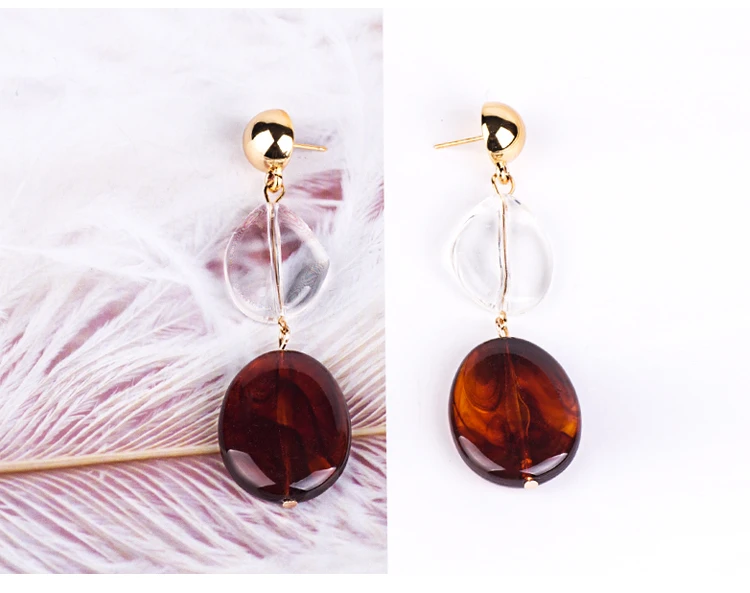 YUQINQIN Trendy Drop Earrings for Women 2018 Summer Long Red Resin Earings Fashion Elegant Acrylic  Dangling Crystal Earring (8)