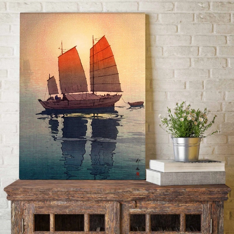 Vintage Japanese Ship Canvas Art Poster Home Decor