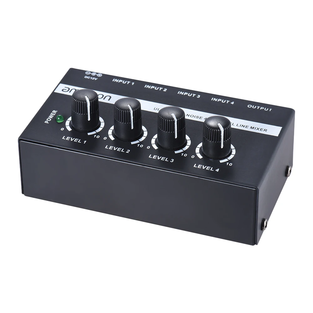 MX400 Ultra compact Low Noise 4 Channels Line Mono Audio Mixer with