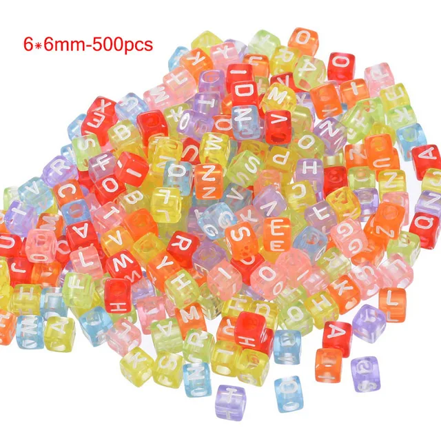 500pcs Letter Beads Square Alphabet Beads DIY Handmade Crafts 3.5mm