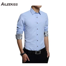Манжеты печать с длинными рукавами Для мужчин рубашки Демисезонный солидный мужчина мужская рубашка в стиле кэжуал 4XL 5XL плюс Размеры одежда XT537