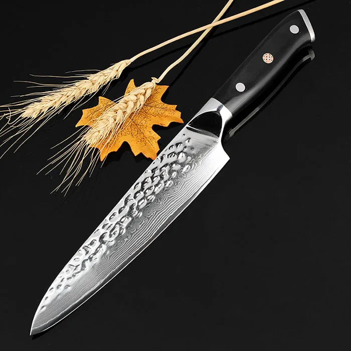 XITUO, 8 дюймов, японские кухонные ножи, 67 слоев, Япония, Дамаск, vg10, нож шеф-повара, нож для мяса, овощей, мульти Кливер, инструменты для приготовления пищи - Цвет: Black G10 handle