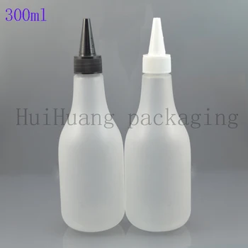 

30pcs 300ml empty frosted liquid plastic bottle with pointed mouth lid,10 oz lotion bottles,travel cosmetic packaging container
