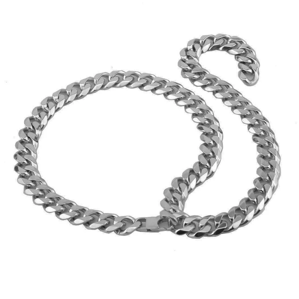 T-Show кубинские цепочки в стиле хип-хоп, ювелирные изделия из серебра, толстая нержавеющая сталь, массивное ожерелье в стиле хип-хоп, сексуальный мужской ошейник, ожерелье s