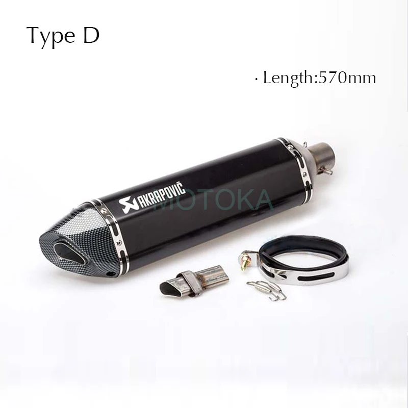 Entrada 51mm de Escape de la motocicleta de punta de fibra de carbono Láser Universal Akrapovic silenciador 570mm escapar CBR300 CB650F FZ6 silenciador