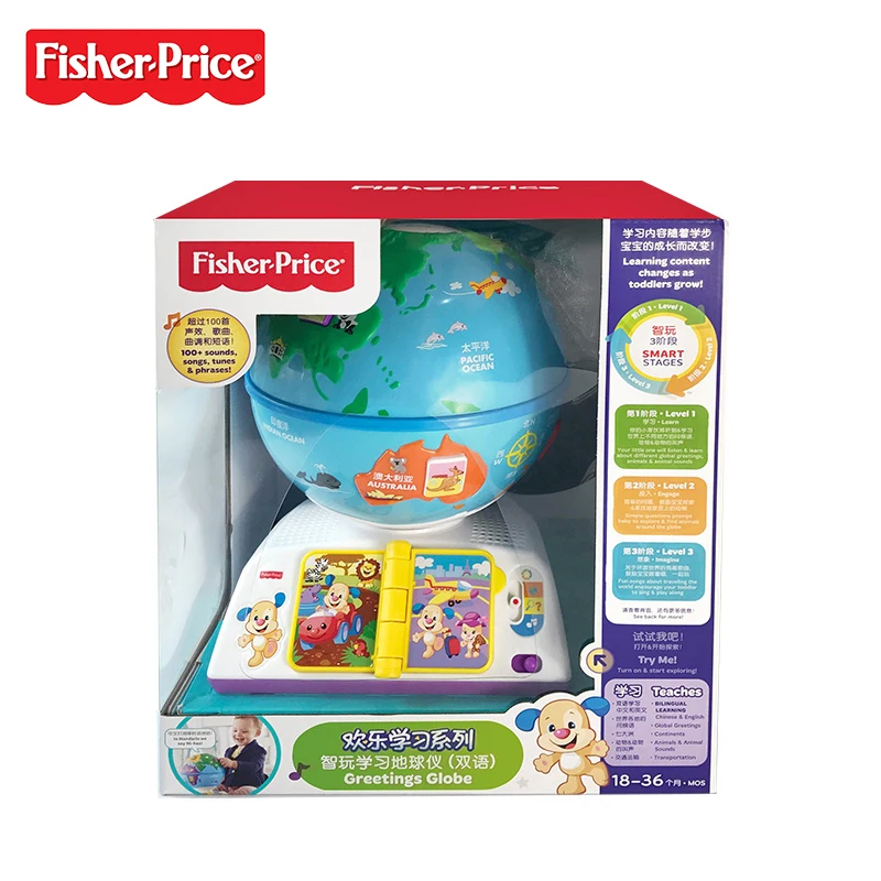 Fisher-Price новая обучающая игрушка для малышей играть Глобус двуязычный DWN38 ранее детство обучающий игрушки на подарок ребенку на Рождество