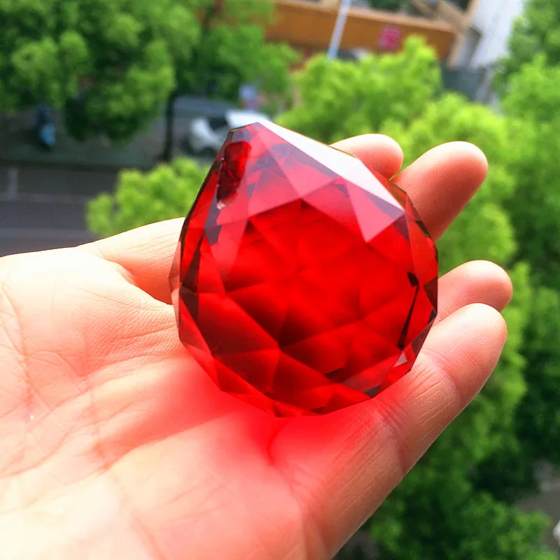 Прозрачный феншуй Сфера гарантировано K9 красный кристалл граненые шары-40 мм Хрустальный шар Рождество, запчасти хрустальной люстры