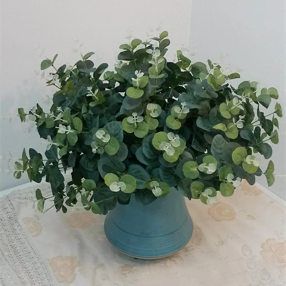 

20 Heads/bundle Green Eucalyptus Short Branch Artificial Flowers Spring Decoration Fake Flower Home Wedding Arrangment Plants