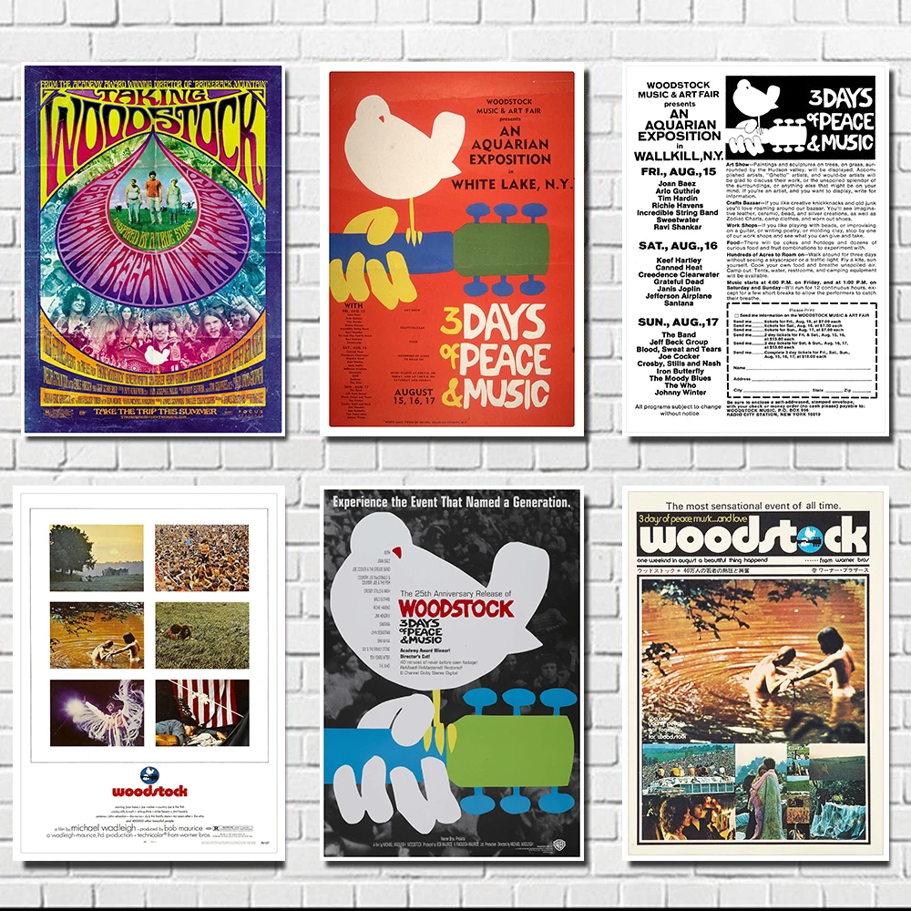 Постер Woodstock для фестиваля рок настенные наклейки с четким изображением