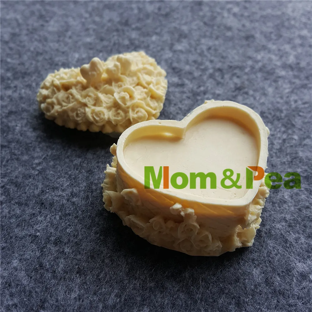 

Mom&Pea 1398 Free Shipping Heart Shape Box Set Silicone Mold Cake Decoration Fondant Cake 3D Mold Soap Mold Food Grade