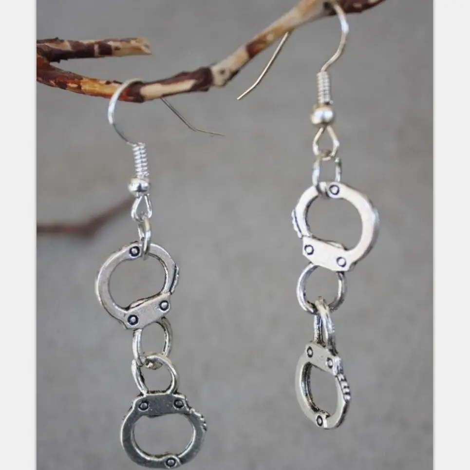 

Vintage Silver Handcuff Drop Earrings For Women Hanging Dangle Earrings Statement Earrings Girls Newest Fashion Jewelry