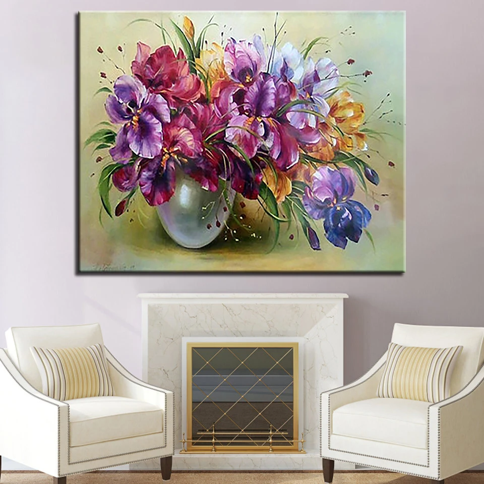 DIY Краска ing по комплекты номеров рисунок фиолетовый цветок абстрактные масляные картинки Цифровая ручная Краска на холсте Настенный декор для гостиной