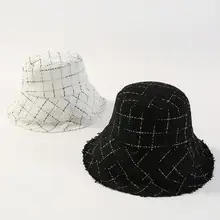 Кисточкой Вязание шляпа рыбака Ins женский Хань вариант для отдыха Джокер Проверено шапочка для бассейна шляпа японский литературный Tides тени ведро