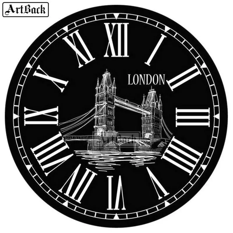 

Hot 5d diamond painting clock London icon full square drill diamond mosaic kit diy 3d round wall clock diamond embroidery
