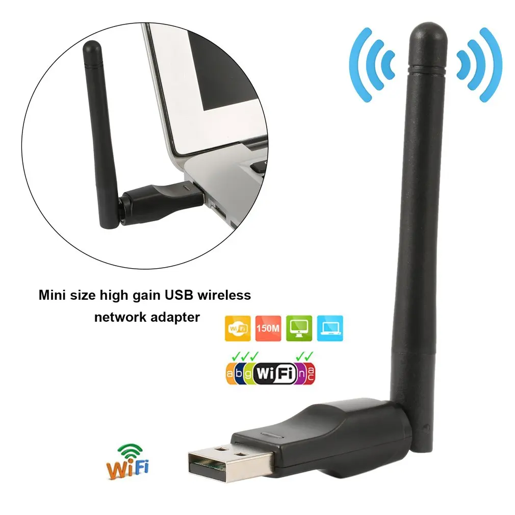 Беспроводной Wifi адаптер 150 Мбит/с 20dBm антенный приемник USB Wi-Fi сетевая карта 802.11b/n/g высокоскоростной мини-адаптер Wi-Fi