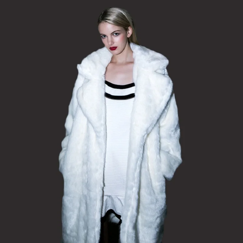 Renard Imitation Luxe Taille Faux Long Vestes Manteau Paragraphe 2018 Mode Blanc Plus White De Fourrure Manteaux Série Nouveau Femmes vm0wOyn8N