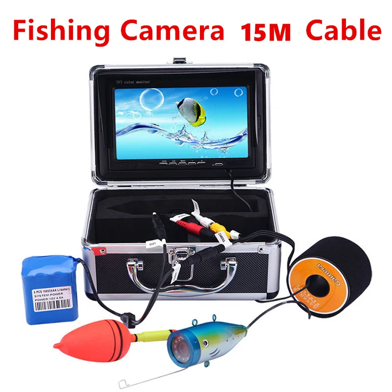 

15M Cable 1000TVL Camera Underwater Fishing Camera Fish Finder Video Camera 7" Color Monitor HD CAM 12pc IR Light