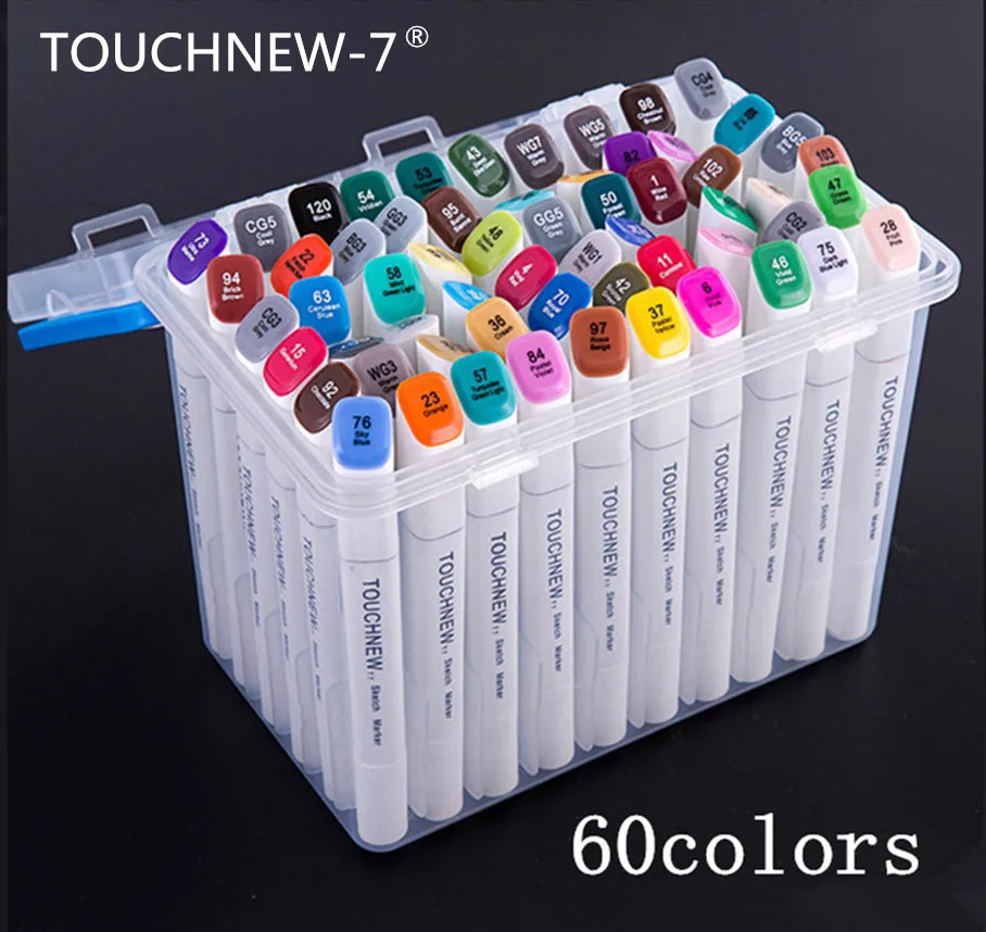 

TOUCHNEW-7 60colors/Box Art Sketch Marker Pens With Twin Marker Broad Fine Point For Design