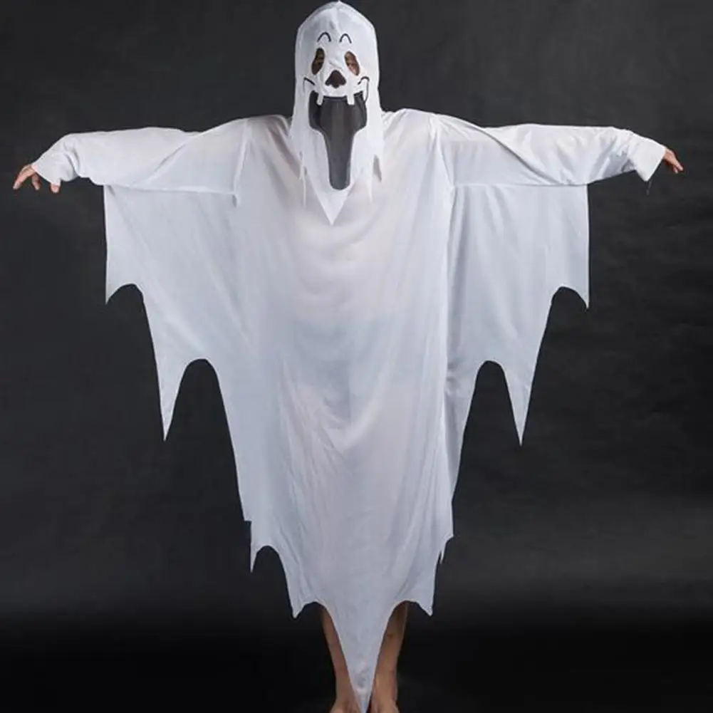 

1pc White Ghost Tattered Gown Mask Girl Boy Children Halloween Fancy Dress Costume