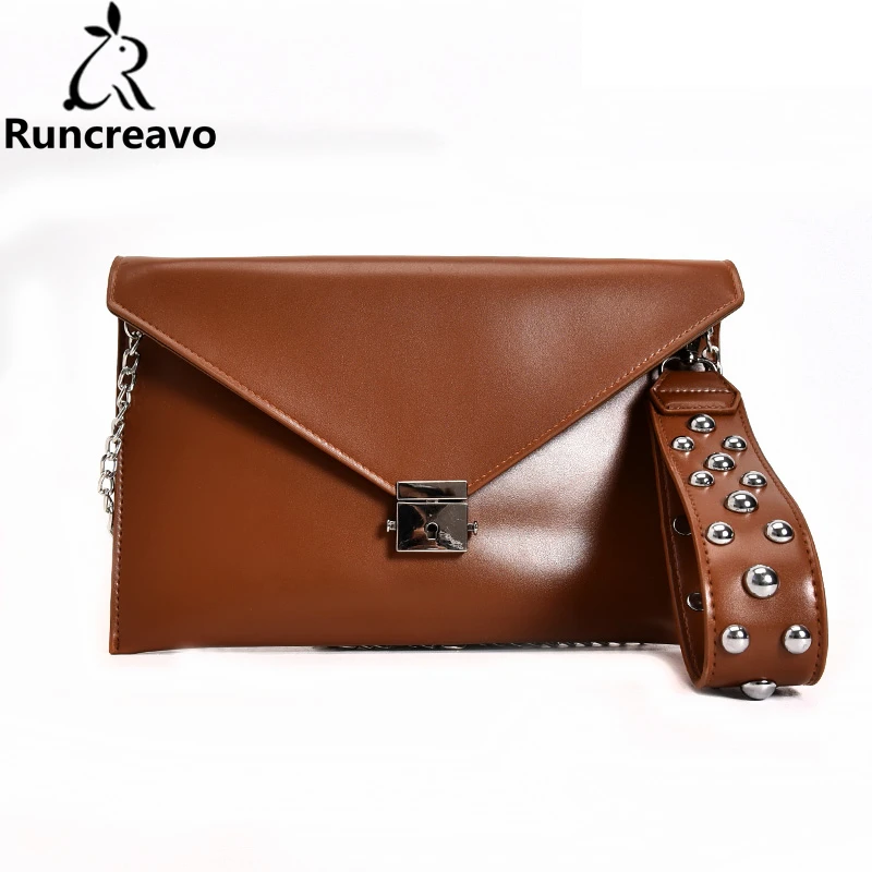 

2018 crossbody bags for women leather handbags luxury handbags women bags designer rivet envelope chain clutch bag sac a main