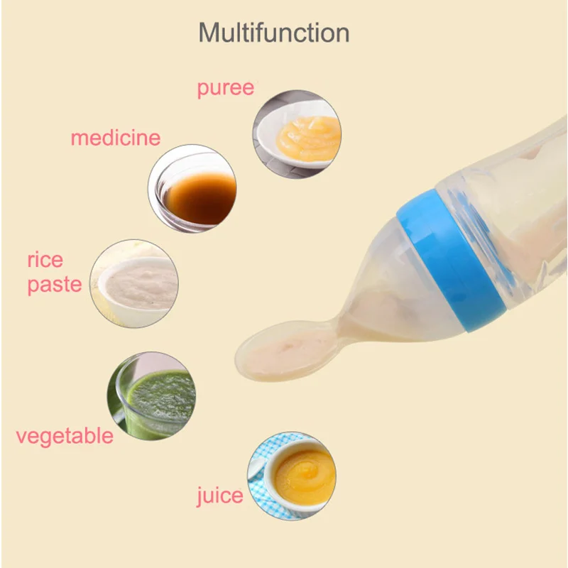 90 мл Детские еда Дополнение Кормление Ложка силиконовые рожок для кормления Универсальный фрукты овощи полу-жидкое питание бутылки миски детские