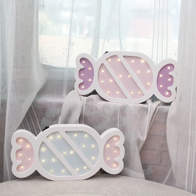 

Pink Blue Candy Mode Led Night Light Battery Power Wood Material night lamp for children Best Gift For Home Dropshipping 2019
