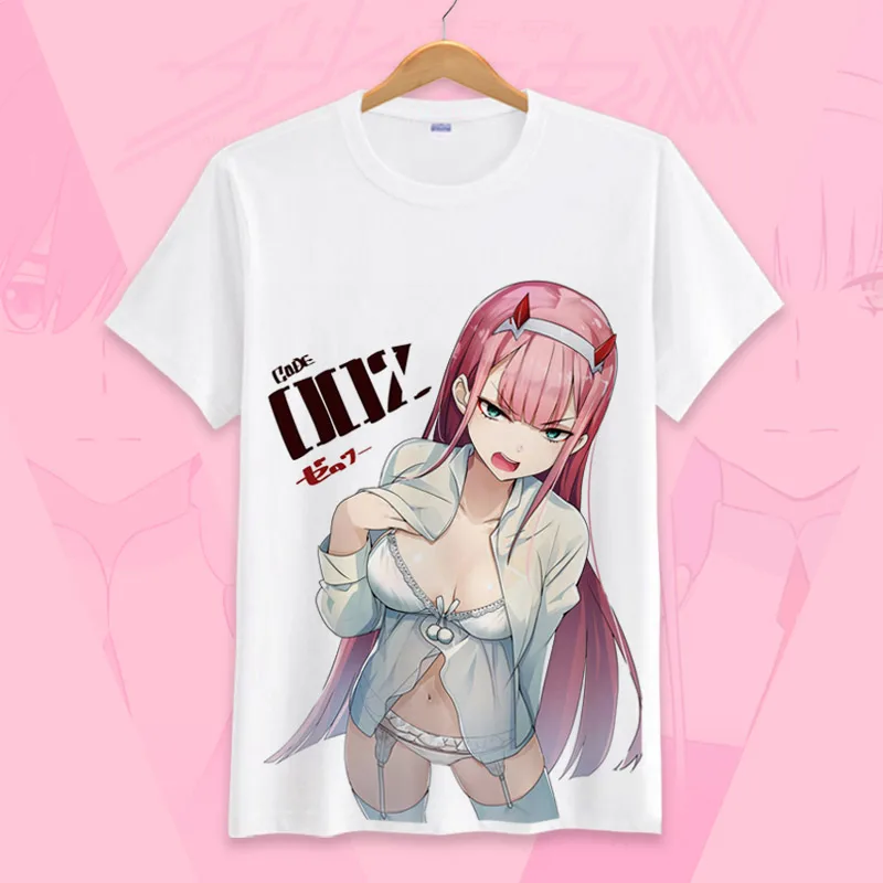 

Anime darling in the franxx T-Shirt Short Sleeve zero two T shirts Cosplay Tshirt Tops Tees