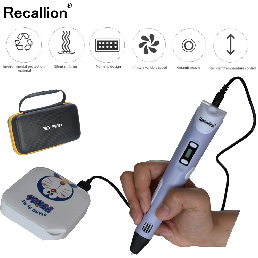 

3D Printing Pen Add Power Bank 5V 3D Pen Stift PLA Filament Pencil 3D Drawing Pen For Kids Education Hobbies Toys Birthday Gifts