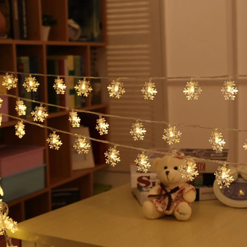 

Quadruple 30leds/20leds Snowflake Led String Light Christmas Lights Wedding Party Decoration Light Bulb Power by Battery