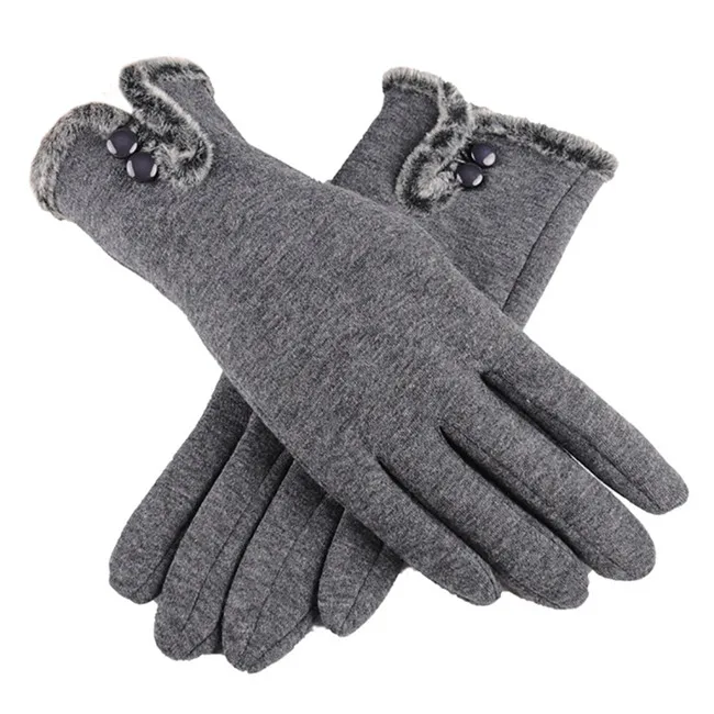 Модные женские перчатки, классические зимние варежки с бантиком, женские зимние теплые перчатки с пальцами, Элегантные Перчатки с открытыми пальцами - Цвет: Серый