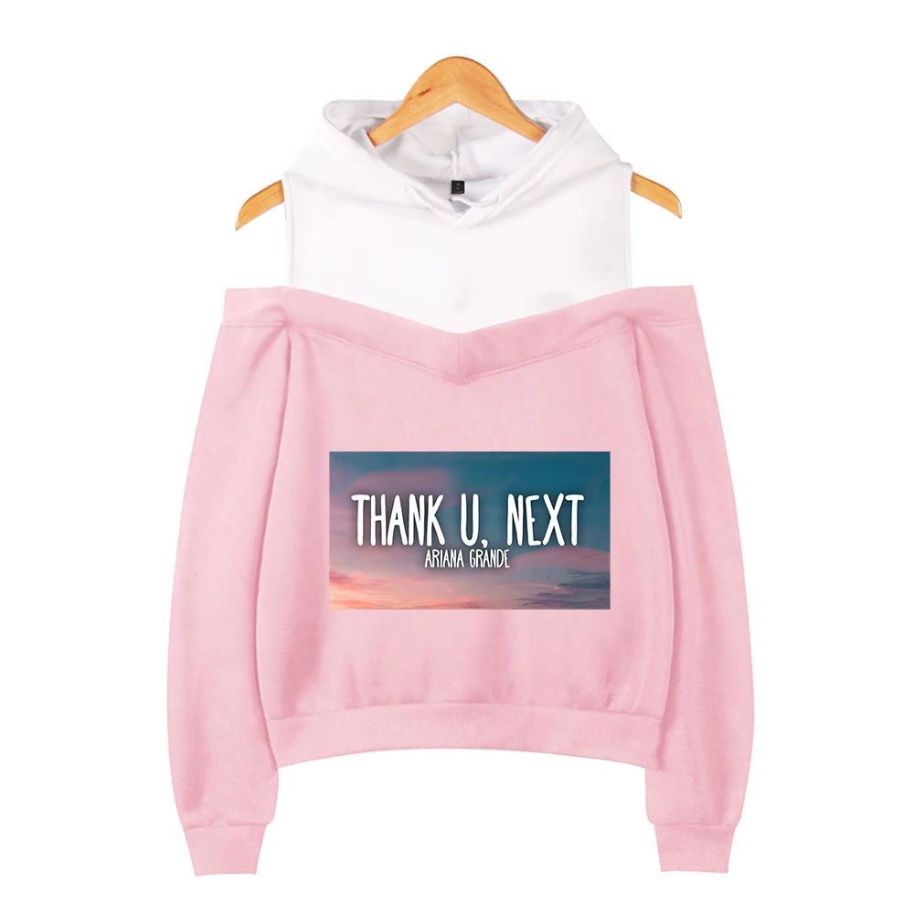 Ariana Grande thank you next in женские толстовки с открытыми плечами 2019 новые эксклюзивные