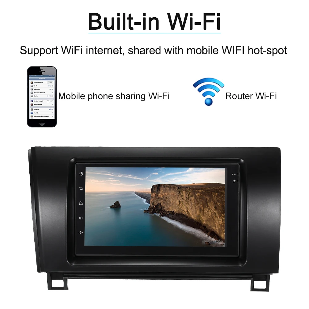 Top Car radio 7" Touchscreen 2din android autoradio Stereo Receiver rearview mirror Music Player for Toyota Sequoia Tundra 2008-2013 6